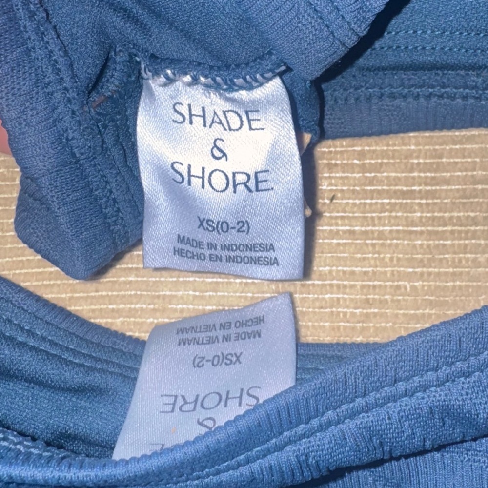 Shade & Shore Teal Blue Ribbed Textured Bikini Set Square Neck XS 0-2 - Picture 5 of 5